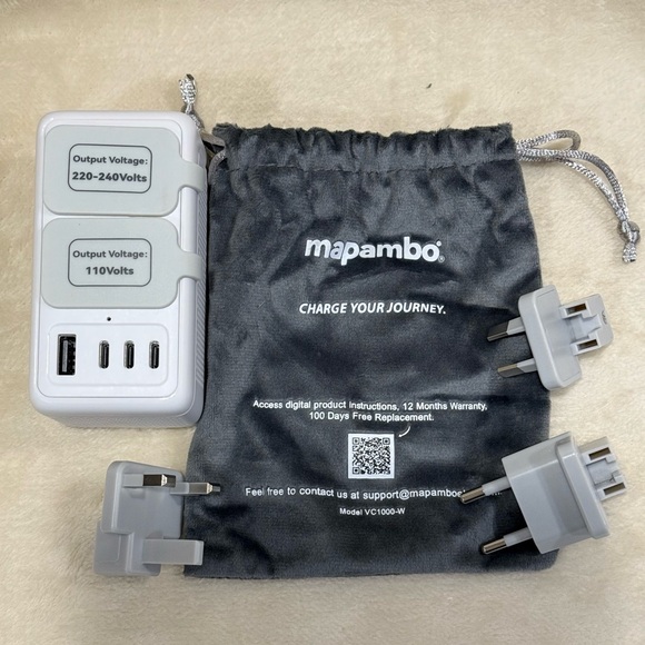 NIB Mapambo 220V to 110V Voltage Converter US to Europe with 2 USB Port 2 USB C - Picture 5 of 5